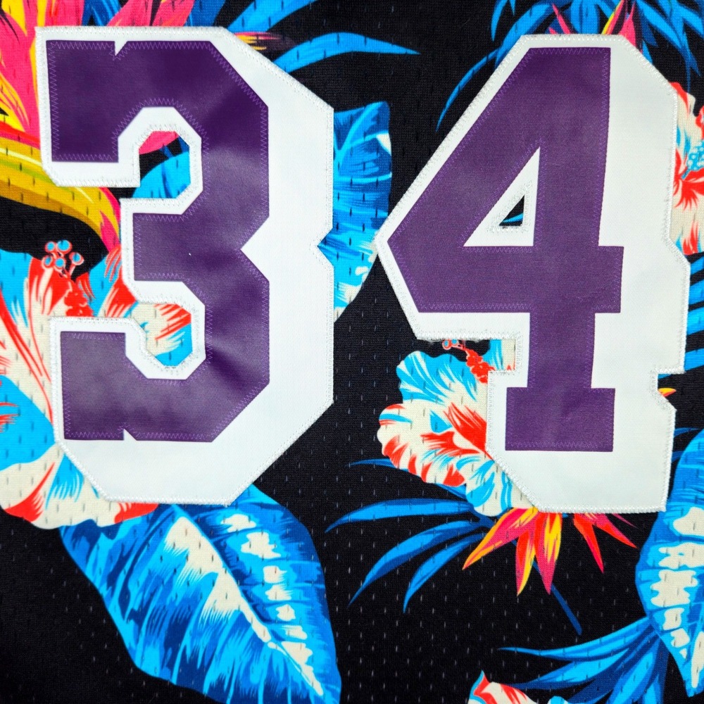 Crooks & Castles Mens Mesh Basketball Jersey Floral Tropical White Blue Size L - Picture 6 of 11